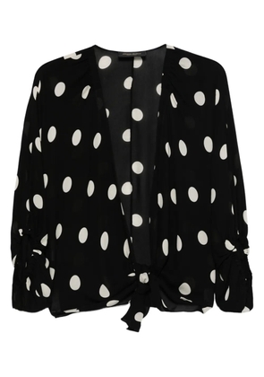 Adriana Degreas polka-dot tie-fastening blouse - Black