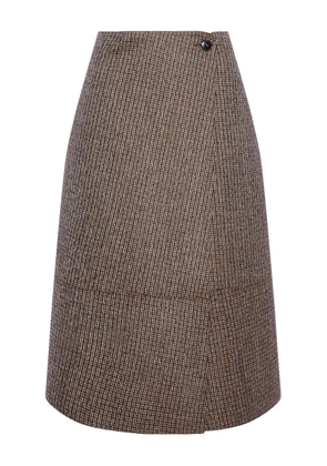 Yves Salomon leather wrap midi skirt - Brown