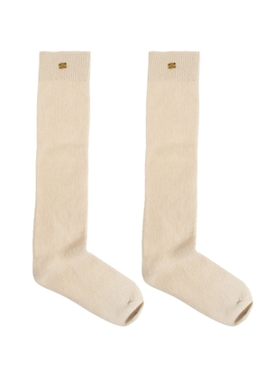 GANNI logo-plaque socks - Neutrals
