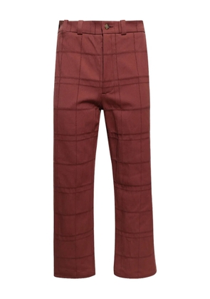 The Elder Statesman checked cotton trousers - Brown