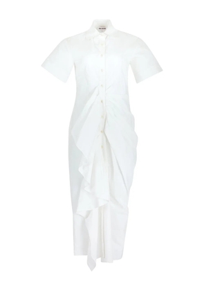Rosie Assoulin gathered ruffled shirt midi day dress - White
