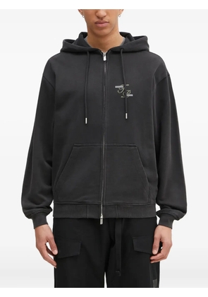 Filling Pieces logo-print zip-fastening hoodie - Blue