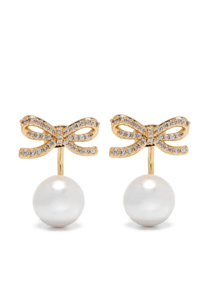 Self-Portrait pearl bow earrings - Gold
