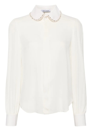 Dice Kayek pearl beaded collar silk shirt - White