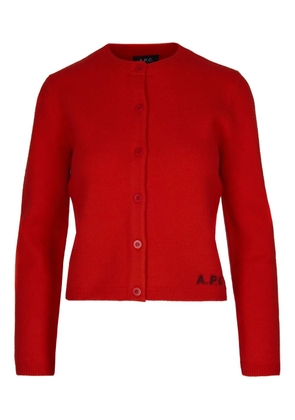 A.P.C. logo-detail cardigan - Red