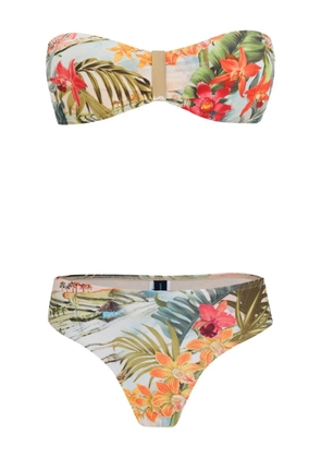 Lygia & Nanny Ester floral-print bandeau bikini - Green
