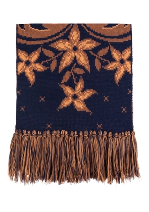 ETRO floral-jacquard fringed scarf - Blue