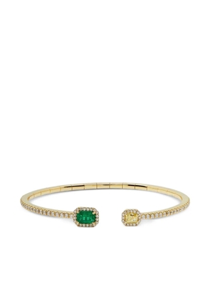 Jewels Aficionado 18K yellow gold diamond and emerald bangle bracelet