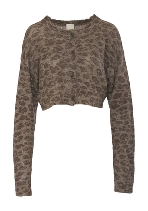 Krizia Pre-Owned leopard-print cropped cardigan - Brown