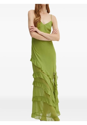 Bardot ruffled V-neck midi dress - Green