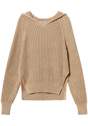 TWINSET hooded ribbed-knit sweater - Brown