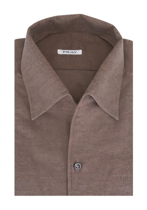 Fray button-fastening cotton shirt - Brown