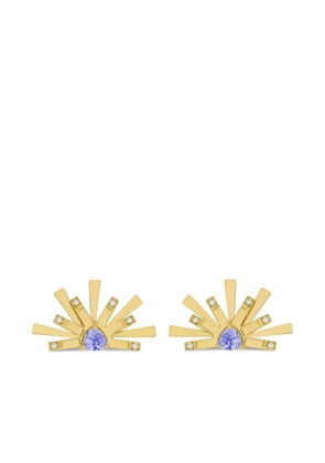 Carol Kauffmann 18K yellow gold Tanzanite Diamond Sun earrings