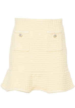 Self-Portrait sequin-embellished peplum skirt - Yellow