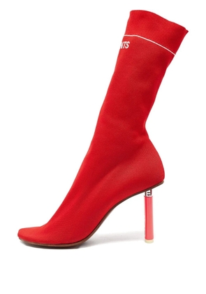 VETEMENTS 90mm lipstick knitted boots - Red