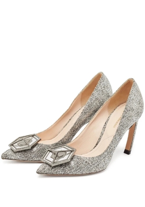 Nicholas Kirkwood pre-owned 110mm textured pointed-toe pumps - Silver