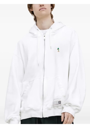 Maison MIHARA YASUHIRO embroidered zip-up hoodie - White