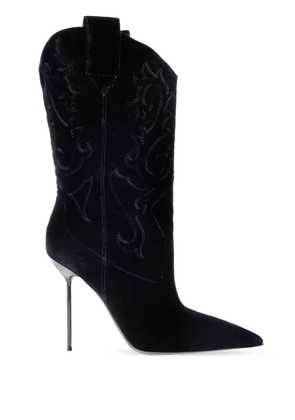 Paris Texas 105mm Lidia embroidered heeled boots - Black