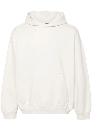 Balenciaga logo-embroidered cotton hoodie - Neutrals