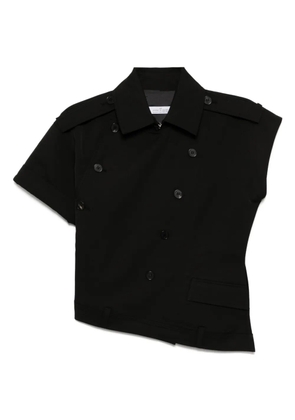 Rokh muti button twisted collared top - Black
