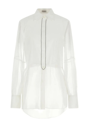 Brunello Cucinelli organza-sleeve button shirt - White