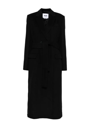 MSGM belted notched coat - Black
