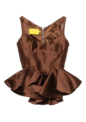 Marques'Almeida Mikado peplum corset - Brown