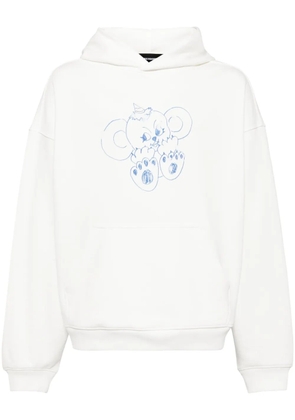 We11done monster-print cotton hoodie - White
