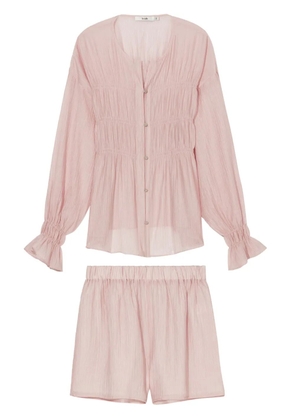 b+ab pleated shirred-effect short set - Pink