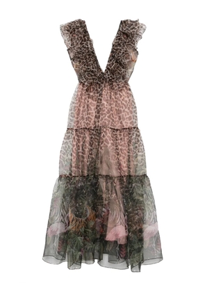 MIAU by Clara Rotescu animal-print ruffled midi dress - Brown