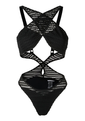 Amir Slama open-knit crossover-straps one-piece - White