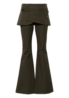 Courrèges layered-skirt bootcut trousers - Green