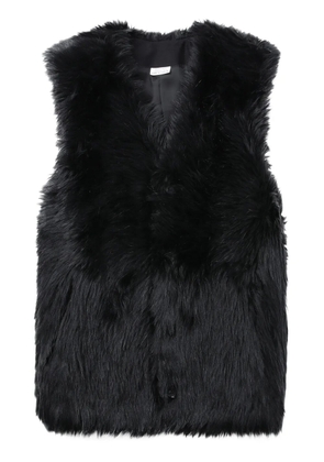 Black Comme Des Garçons V-neck faux-fur gilet