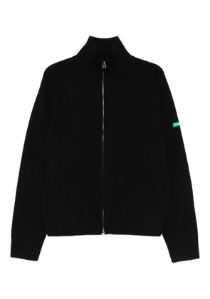 FLÂNEUR zip-up ribbed cardigan - Black