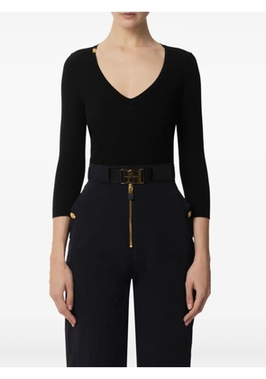 Elisabetta Franchi ribbed v-neck sweater - Black