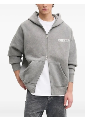 Purple Brand logo-print zip-up hoodie - Grey