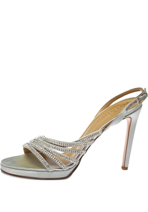 Valentino Garavani Pre-Owned 115mm crystal-embellished slingback sandals - Grey
