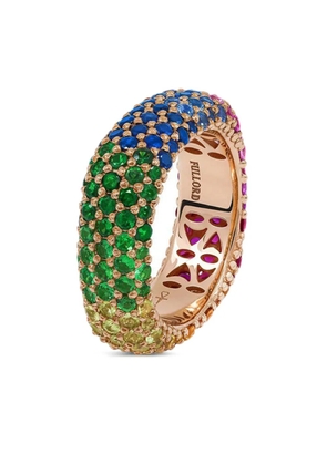 FULLORD 18K rose gold Full Pave Rainbow Sapphire Ghost ring - Pink