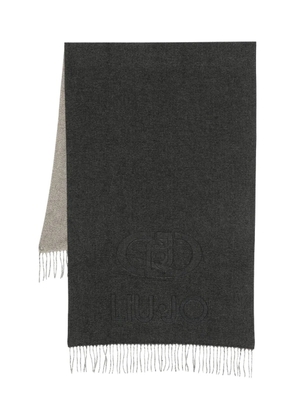 LIU JO logo-embroidered fringe scarf - Black