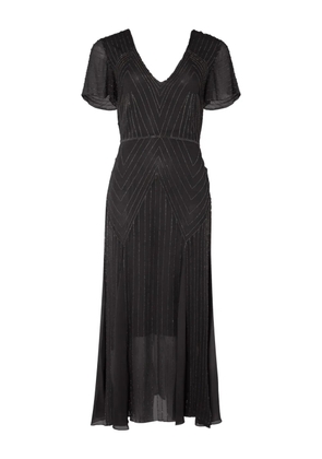 Temperley London beaded v-neck midi dress - Black