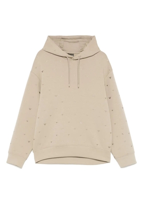 Emporio Armani logo-embroidered hoodie - Brown
