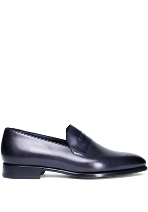 Brioni perforated leather loafers - Blue