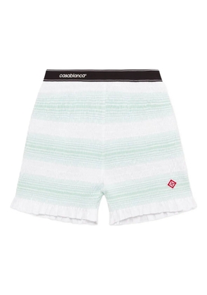 Casablanca striped ruffled-trim track shorts - White