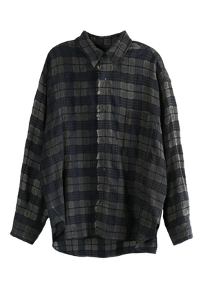 Uma Wang checked-pattern frayed shirt - Grey
