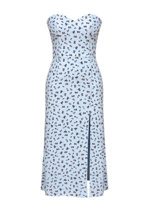 POST MERIDIEM slit corset midi dress - Blue