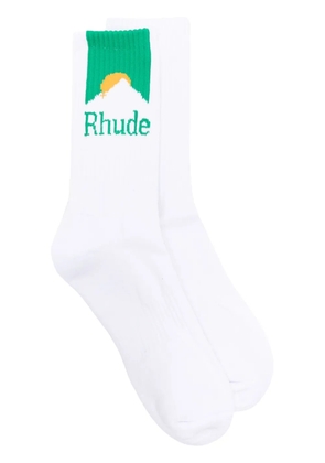 RHUDE Mountain logo intarsia-knit socks - White