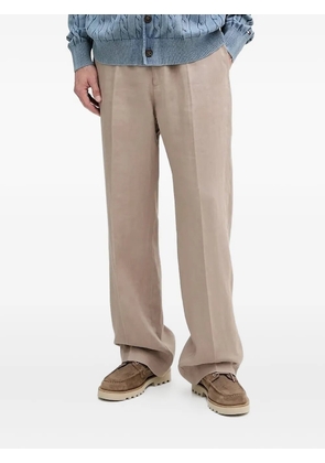 LIU JO dart-detail linen trousers - Brown