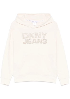 DKNY rhinestone-logo hoodie - Neutrals