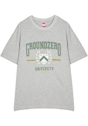 Ground Zero University logo-print cotton T-shirt - Grey