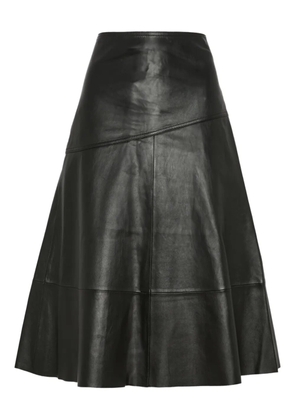 Yves Salomon flared leather midi skirt - Black